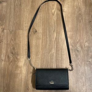 Kate Spade black leather crossbody purse